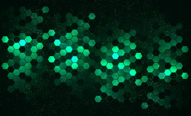 Wall Mural - Art hexagons technology background. Abstract Hi-tech communication concept futuristic digital innovation. Vector background.