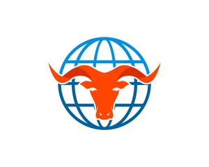 Poster - Abstract globe with orange bull head inside