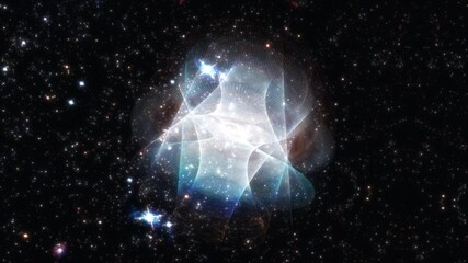 Wall Mural - abstract twisted glowing white blue unidentified spinning energy cloud. 4k 3d rendering of abstract 