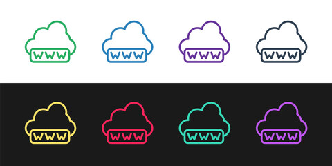 Set line Software, web development, programming concept icon isolated on black and white background. Programming language and program code on screen laptop. Vector