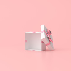 Poster - 3D rendering of open gift box on pink background.