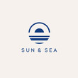 Vector abstract logo design template. Sun and Sea logo.