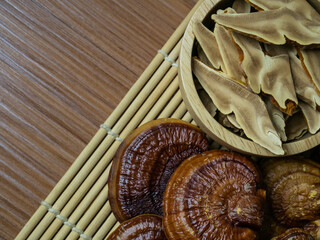 Wall Mural - The  lingzhi mushroom image close up for alternative medicine or medical and health  concept.