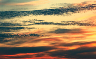 Heavenly abstract background. Picturesque bright, dramatic evening sky.