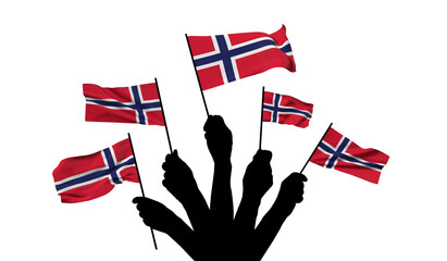 Wall Mural - Norway national flag being waved. 3D Rendering