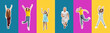 © master1305 - Art collage made of portraits of little and happy kids isolated on multicolored studio background. Human emotions, facial expression concept