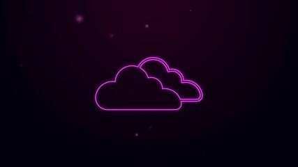 Poster - Glowing neon line Cloud icon isolated on black background. 4K Video motion graphic animation