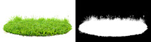 Green Grass Turf Isolated On White Background With Alpha Mask For Easy Isolation 3D Illustration