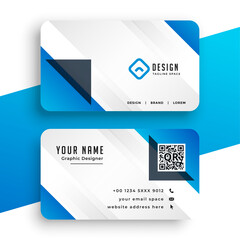 modern blue business card with geometric shapes