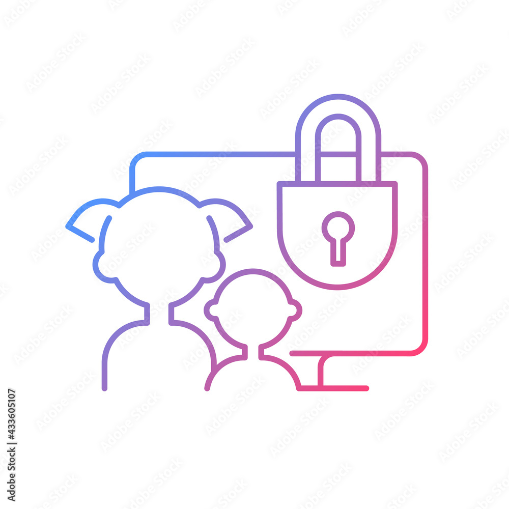 Parents Overlay Risk Icon Parental control gradient linear vector icon. Kids profiles. Prevention ...