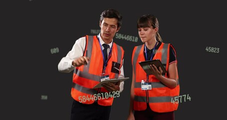 Poster - Animation of scientific data processing over two caucasian people
