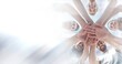 © vectorfusionart - Composition of light background over group of young businesspeople teaming up