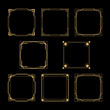 Gold art deco square borders and frames isolated collection. Vintage luxury ornament design elements set. Retro golden geometry line patterns decoration. Graphic artwork. Jpeg