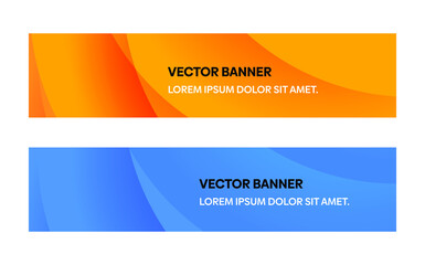 set of modern colorful banner template. blue and orange banner design.