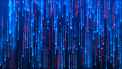 Poster - Cyberspace background with a set of numbers. Big data visualization. Abstract matrix. Technology or science banner. 3d