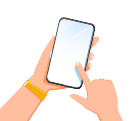 cropped shot view of woman's hands holding smart phone with blank copy space screen for your text me