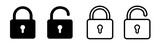 Fototapeta  - Lock icon collection. Locked and unlocked black line icon set. Flat security symbol. Vector illustration.