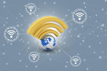 Poster - 3d illustration WiFi symbol sign