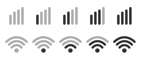 Poster - Mobile phone system icons, wifi signal strength, vector