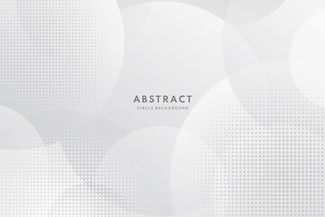 Wall Mural - abstract modern white and gray circle overlapping with halftone background. minimal style design. fo