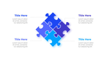 Fototapete - Infographic puzzle design template. Modern vector illustration. Concept of 4 steps or options of business process