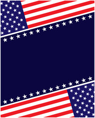Wall Mural - United States abstract flag symbols corner dark background border frame mockup with empty space for text.	