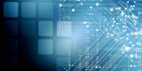 Poster - 2d illustration abstract digital binary data on computer screen