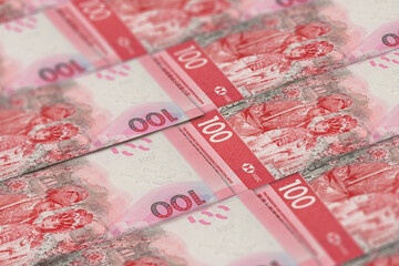 Wall Mural - 100 HKD. Currency of Hong Kong banknotes background.