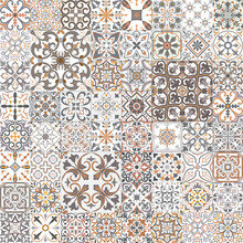 Set Of Tiles Background In Portuguese Style. Mosaic Pattern For Ceramic In Dutch, Spanish, Italian Style.