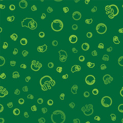 Poster - Set line Support operator in touch, Headphones and Telephone 24 hours support on seamless pattern. Vector