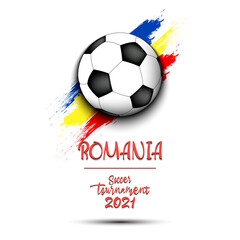 Soccer ball on the flag of Romania