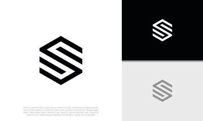 Poster - Initials S logo design. Initial Letter Logo. Hexagon logo design.	