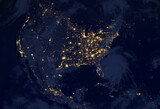 Fototapeta Dmuchawce - North America at night from space. some photo elements are furnished by NASA