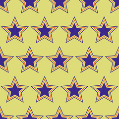 Poster - Purple stars pattern. Vector seamless stars and yellow backgrounds.