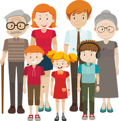 Poster - Member of family cartoon character on white background