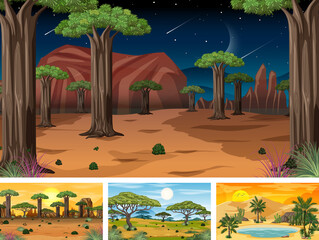 Wall Mural - Set of different nature horizontal scenes