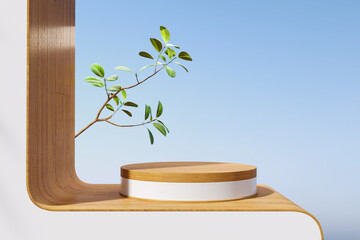 Geometric minimal scene, design for cosmetic or product display podium 3d render.