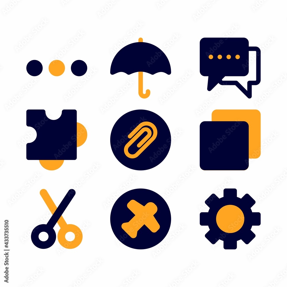 essentials icon set with flat style for poster, template, and social ...