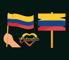 Canvas Print - colombia flags and heart