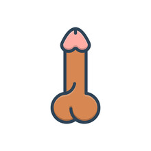 Color Illustration Icon For Penis
