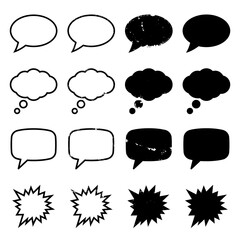 Fototapete - snvi4 SetNewVectorIllustration snvi - 16 Set - comic speech bubbles icons . grunge / line filled version . simple flat - isolated transparent background . vector graphic design . AI10 / EPS10 . g10550