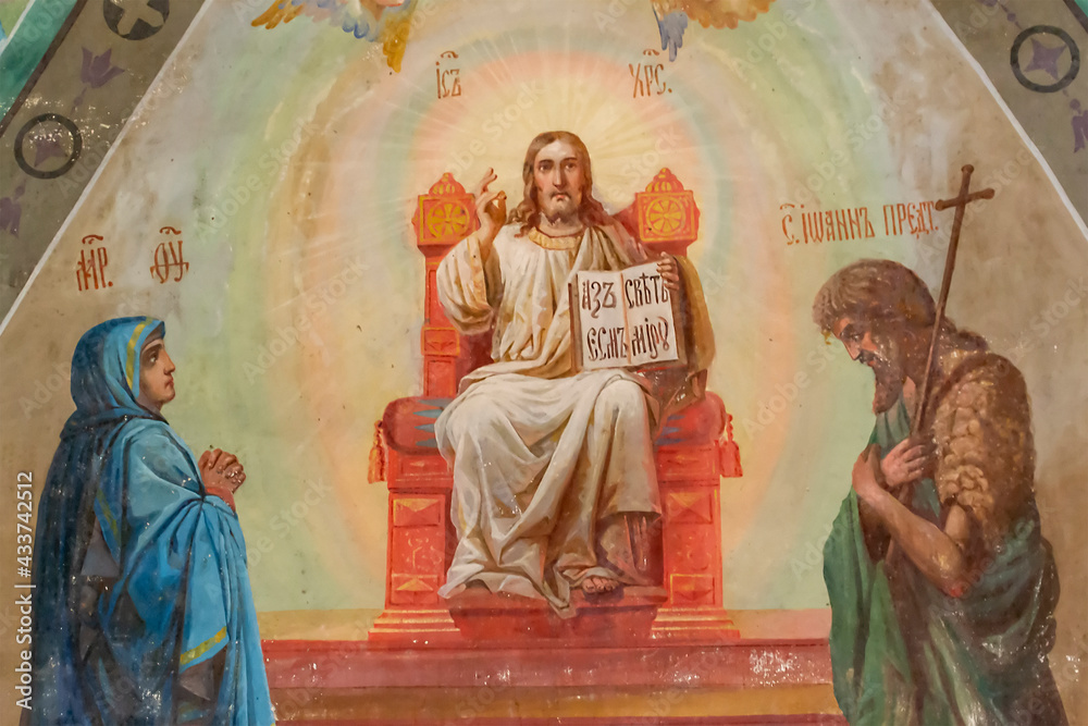 Painting of the walls of an abandoned Orthodox church