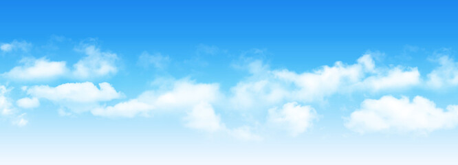 Wall Mural - sunny day background, blue sky with white cumulus clouds, natural summer or spring background with p