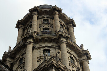 Wall Mural - Facade of an old building with a massive tower in the center of Berlin