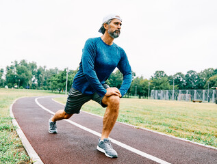 Wall Mural - senior man running exercising sport fitness active fit