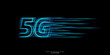 © korkeng - Vector 5G hight speed network technology concept by blue light lines speed motion pattern isolated on black background for banner, logo, symbol.