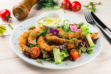 Poster - salad of shrimp, mixed greens