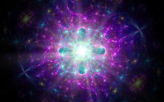 abstract illustration computer render background image fantastic star with rays for web design and graphics