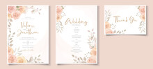 Elegant Wedding Invitation Template With Peach Color Floral Theme