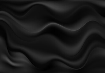 Wall Mural - Abstract luxurious background Black wavy fabric draped silky textile Decoration poster, banner Template Design
